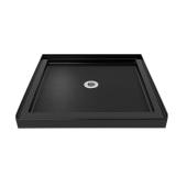 Slimline 42x42 Shower Pan, Black, Drain