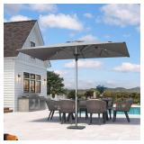Patio Umbrella: Silver Pole, 8-Rib Gray