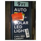 9 ft chili red auto tilt umbrella with solar LEDs