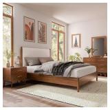 Riverstone Walnut Boucle Platform Nightstand (Ful