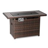44 in. Brown Wicker Gas Fire Pit Table