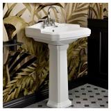 White Ceramic Pedestal Sink, 23x19