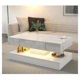 Nadia 39.4 in. White Rectangle Wood Coffee Table