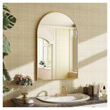 24x36 in. Arched Metal Vanity Mirror, Gold