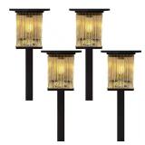 Black LED Outdoor Solar Pathway Lights, 4-Pack