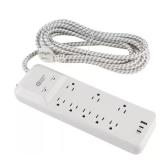 12 ft 8-Outlet Surge Protector, USB-A/C