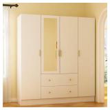 FUFU&GAGA White 4-Door Armoire with Mirror, Maybe