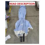 Blue Patio Umbrella w/ Fringe (Has Damage)