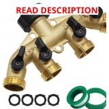 Lifynste 4-Way Brass Hose Splitter, 3/4"