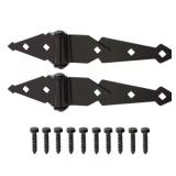 (2-Pack) 8 in. Black Heavy Duty Strap Hinge