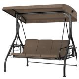 3-Person Steel Patio Swing with Canopy (Green)