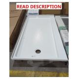 Shower Pan, White, Right Hand Drain, 60"x 30"