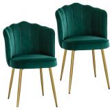 VECELO Velvet Dining Chairs Set 2, Green