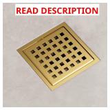 Plan Square Shower Drain in Matte Brushed Gold