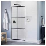 (16) Amal 52 in. Frameless Shower Door Matte Blac