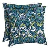 ARDEN 16x16 Sapphire Damask Outdoor Pillow (2)