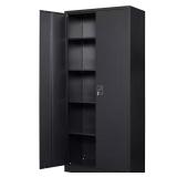 Metal Garage Storage Cabinet, Black Doors