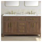 Riley 60 in. Double Sink Freestanding Spiced Waln