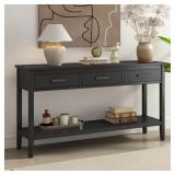 59.1 in Black Wood Console Table