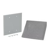 2-Gang Blank Metallic Weatherproof Cover, Gray