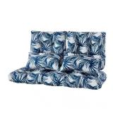 Outdoor Loveseat Cushions in Blue Leaf