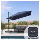 10 ft Square Cantilever Umbrella, Navy Blue