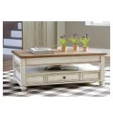 Realyn 47in White/Brown Lift-Top Table