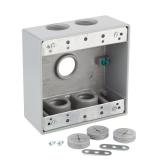 2-Gang Weatherproof Box, Gray (5) 3/4" Holes