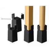 Black Solid Wooden Bed Risers 4-Pack