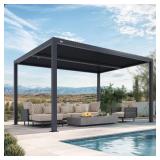 Gray Aluminum Pergola with Sunshade Roofs