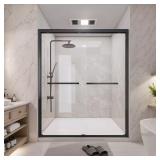 Matte Black Double Sliding Shower Door