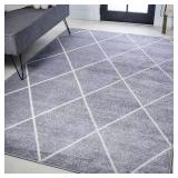 Cole Minimalist Diamond Rug, 8x10 Gray/White