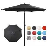9 ft Round 8-Rib Steel Market Umbrella, Black