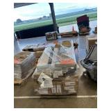 Husky ratchet straps, fan, shelving, unopened box