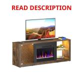 Electric Fireplace TV Stand, Rustic Brown - TV ST