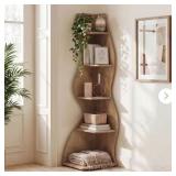 Eulas 69.8 in. Tall Light Brown Wood 5-Shelf Stan