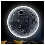 32 in. x 32 in. Gray Realistic Resin Moon Dimmabl