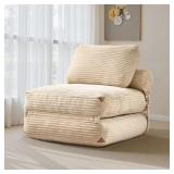 Molly 3-in-1 Beige Corduroy Sleeper Chair Bed