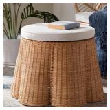 Palm Light Honey Rattan Ottoman 26in Round