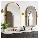 24 in. x 36 in. Arched Gold Framed Mirror