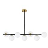 Modern 7-Lights Linear Pendant: Black/Gold