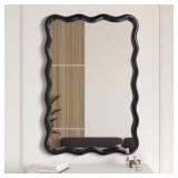 24x36 in. Wavy Black Wood Framed Mirror