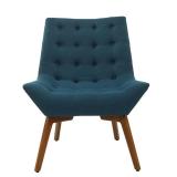 Shelly Azure Fabric Tufted Chair with Legs