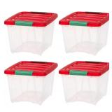 IRIS 54 qt Holiday Buckled Storage Box (4) damage