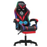 Faux Leather Massage Gaming Chair Red