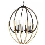 Evoke 6-Light Antique Bronze Glass Chandelier