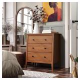 Solid Wood 3-Drawer Dresser - Caramel