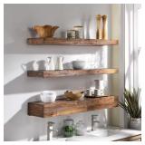 Distressed Floating Shelf Set with Storage