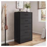 Black 5 Drawer 22.5 in. Wide Dresser