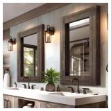 24x36 in. Wall Mirror, Brown Wood (Set of 2)